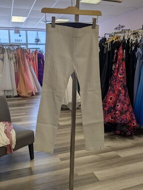 Women’s White Leather Stretch Ponte Slim Pants